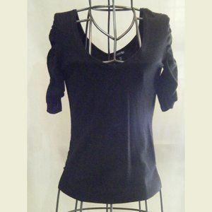 Express Black Knit Top with Deep V Neck Front and Back Size XS